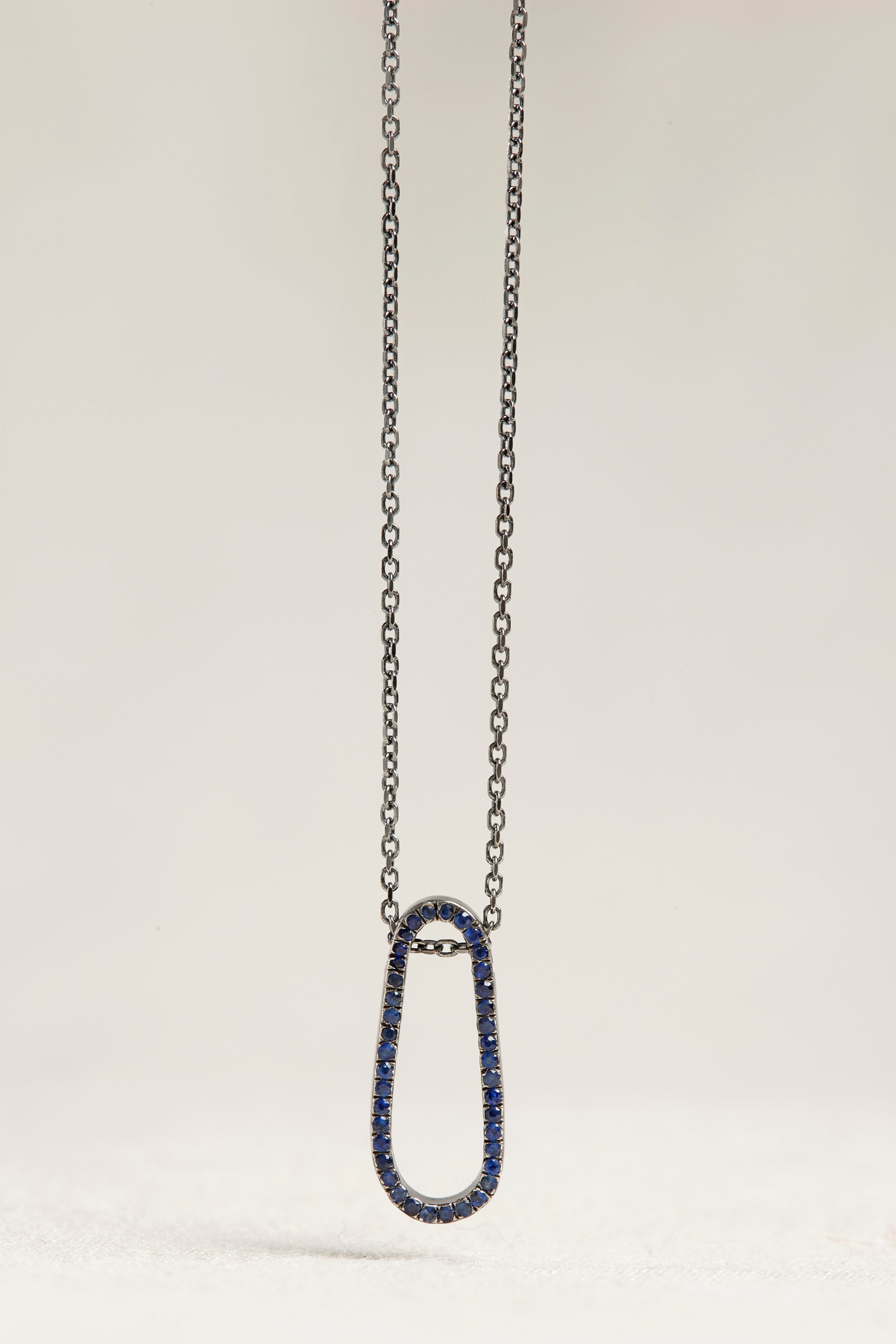 Water Drop Necklace made from Sterling Silver and Royal Blue Sapphires