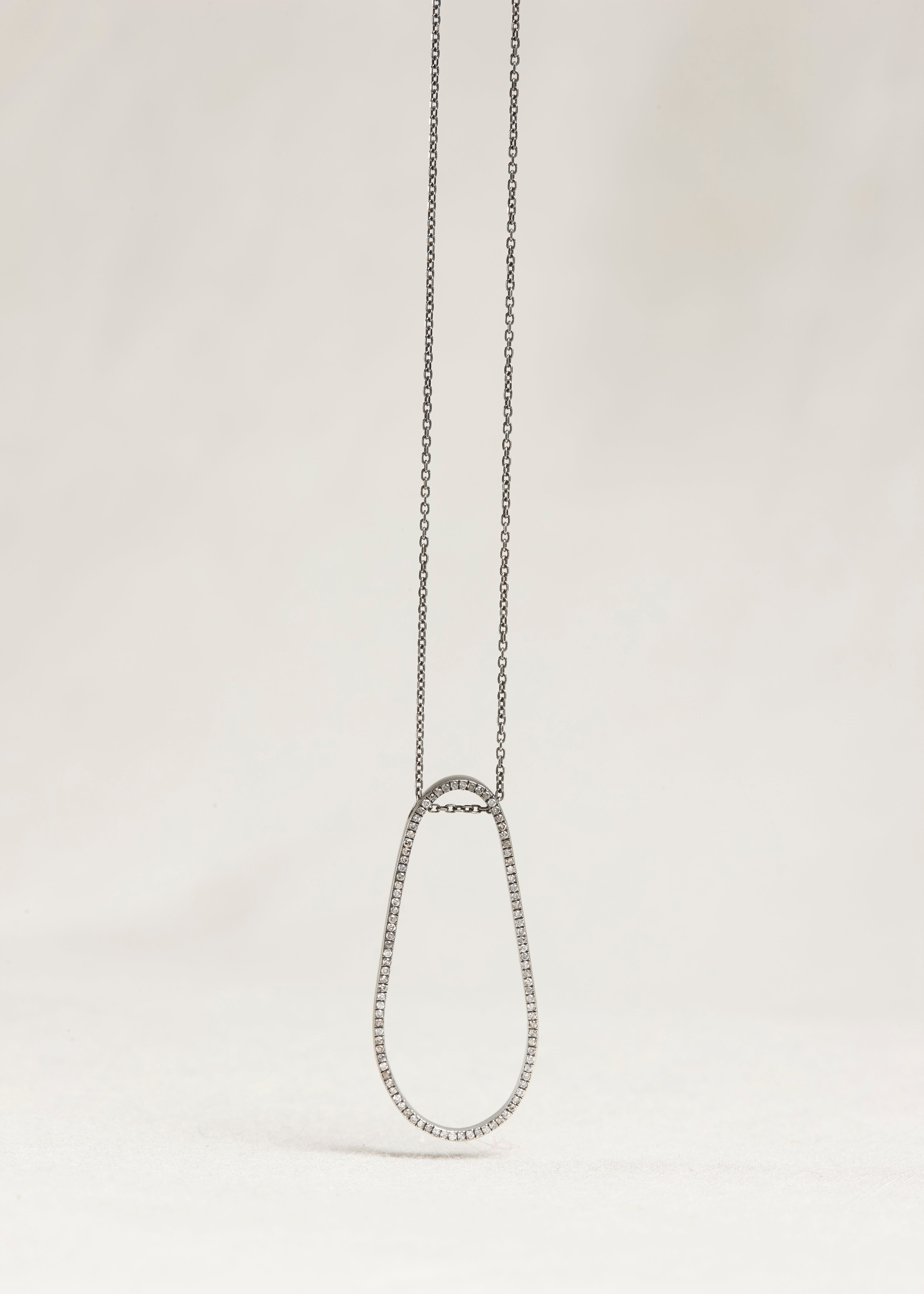 Water Drop Necklace made from Sterling Silver and Grey Diamonds