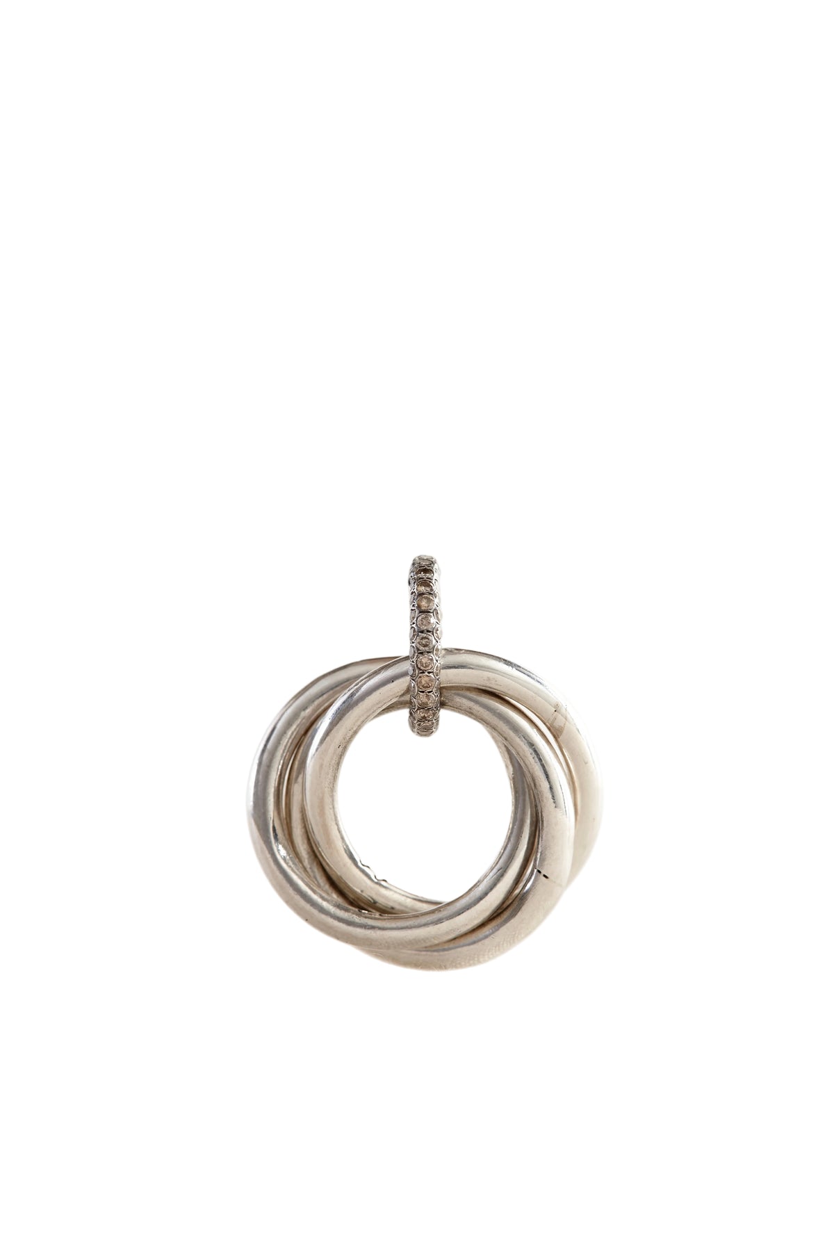 Silver ring pendant on a white background