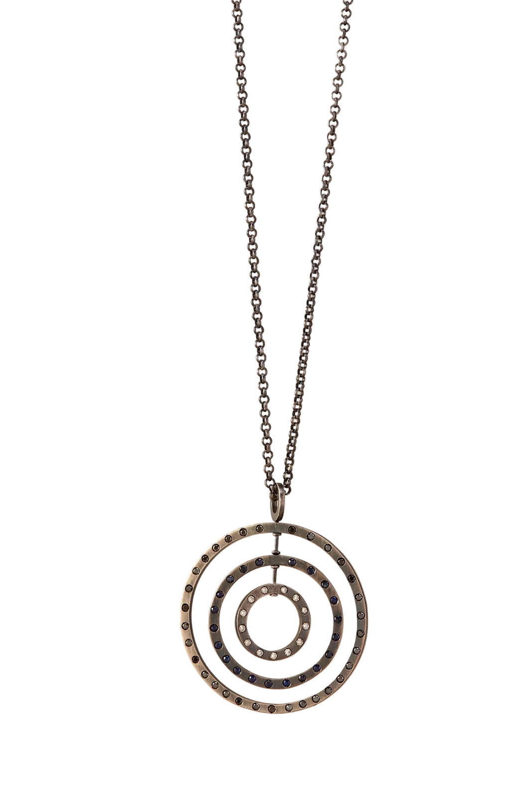 Necklace with a circular pendant on a beige background