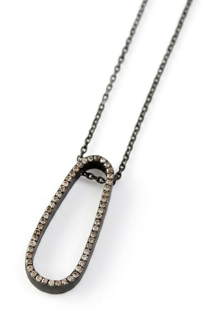 Cynthia Djurovic Water Drop necklace in sterling silver with pavé-set sapphires on a delicate chain