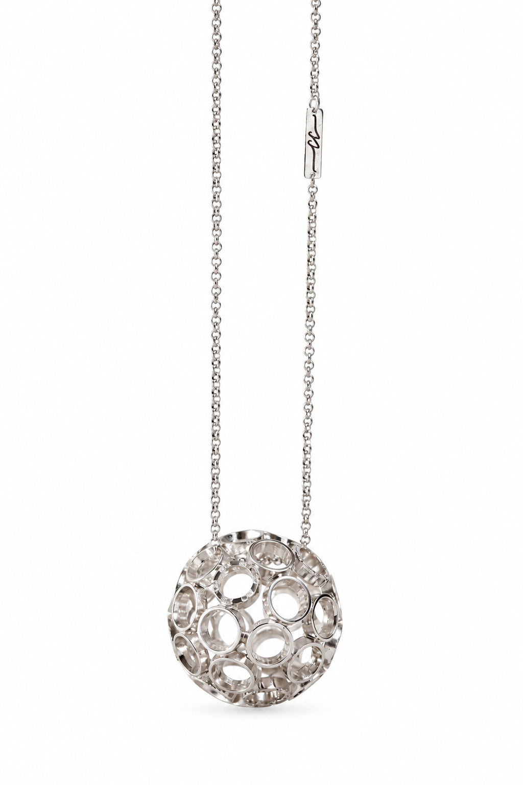Sautoir Necklace made with Rhodium plated Sterling Silver and Diamonds