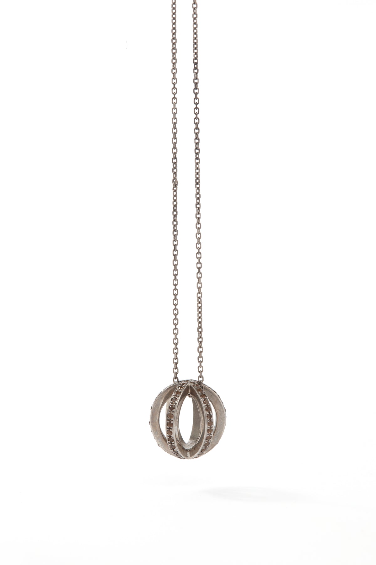 Silver necklace with a pendant on a white background